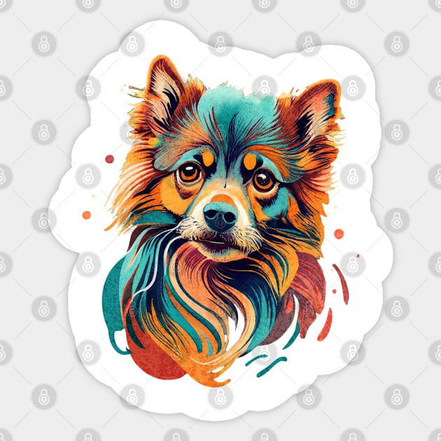 Modern Abstract Pomeranian Artwork - A colorful explosion Sticker by Tintedturtles